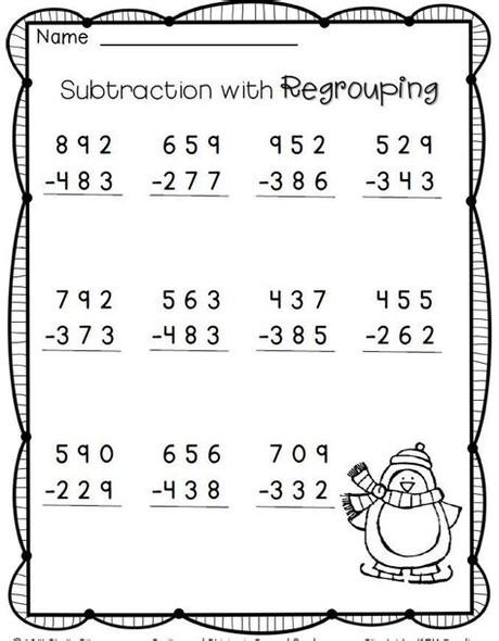 Subtracting with all regrouping (a). 3 digit subtraction with regrouping worksheets 2nd grade ...