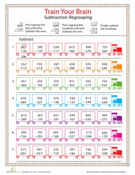 You may select some regrouping, no regrouping, all regrouping, or subtraction across zero. 3-Digit Subtraction with Regrouping | Worksheet ...