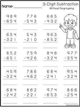 These 3 digit subtraction problems on this worksheet kids don't require to use kids borrow functionality. 3 Digit Subtraction Without Regrouping-Distance Learning ...