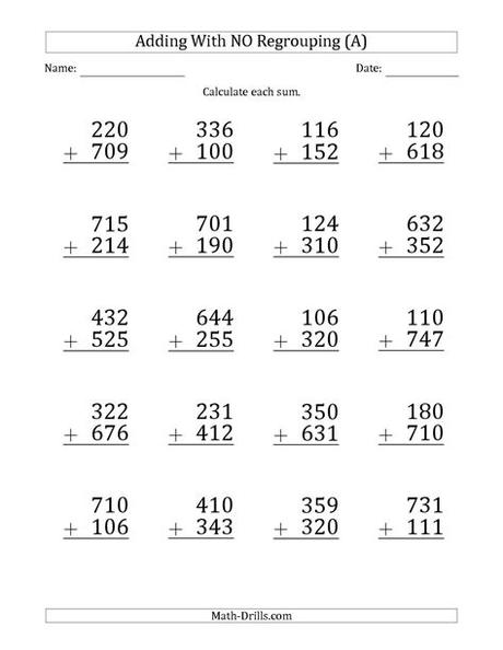 These 3 digit subtraction problems on this worksheet kids don't require to use kids borrow functionality. 3rd grade homework sheets printable | Large Print 3-Digit ...