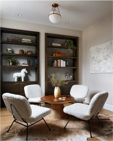 Design Diary: Cozy Sitting Room With Shearling Lounge Chairs By Holly Gagne