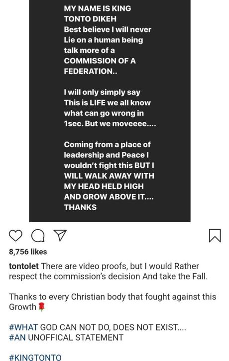 As NCPC denies naming her as Peace Envoy, Tonto Dikeh releases a declaration