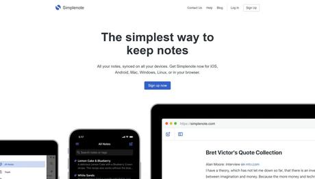 Simplenote- best evernote alternatives