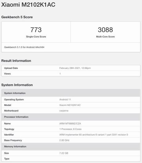 Mi 11 Pro spotted on Geekbench