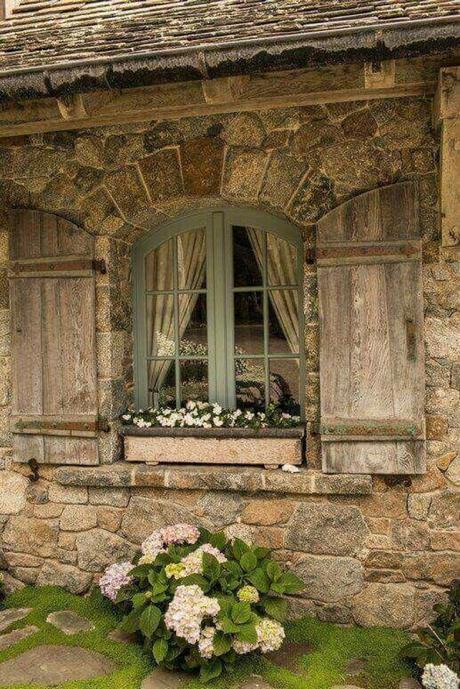 French Country Decor Rustic Window with Flower Bed - Harptimes.com