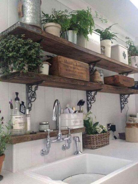 French Country Decor Rustic Open Shelves - Harptimes.com