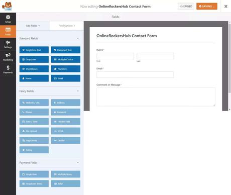 OnlineRockersHub Contact Form created with WPForms