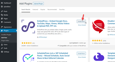 install embedpress plugin