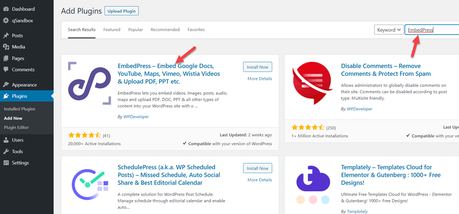 embedpress wordpress plugin