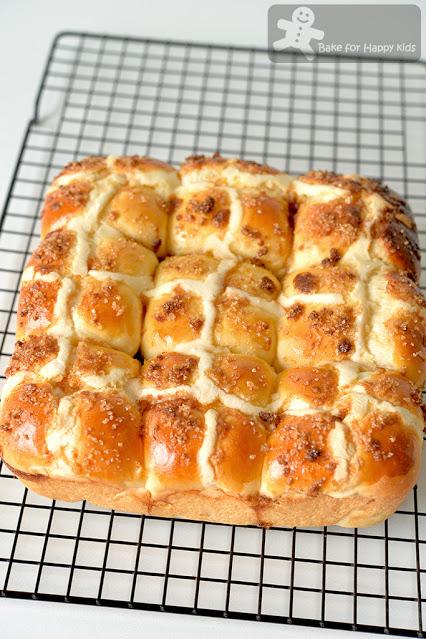 super soft brioche like fluffy hot cross buns with milky butter filling soft on the next day