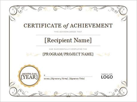 Simple Certificate of Achievement for Word