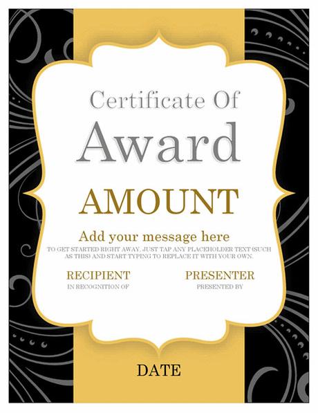 Gift certificate of award template