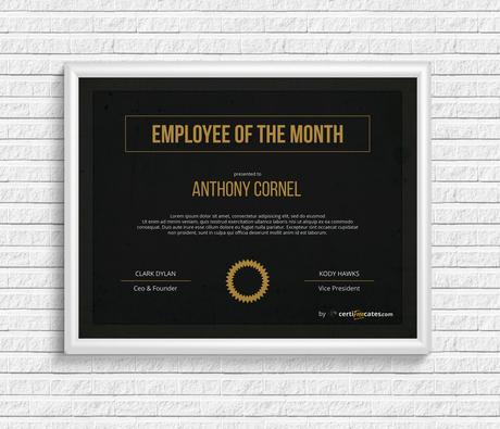 Employee of the Month Award Certificate