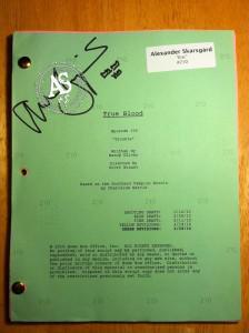 TroubleScript1 224x300 True Blood script signed by Alexander Skarsgård auctioned to benefit Breast Cancer Research