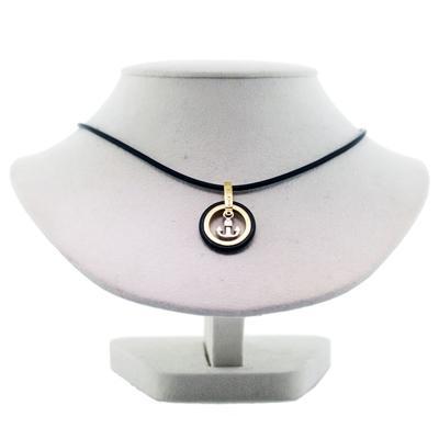 Baraka 18K Two Tone Gold and Black Rubber Anchor Pendant on Rubber Necklace