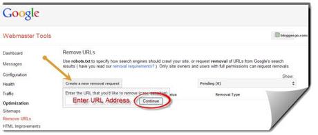 Using Google Webmaster Tools to Remove URLs image