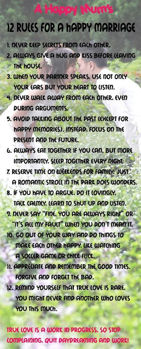 12 rules for a happy marriage