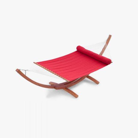 Cantina Wood Arc Hammock with Jockey Red Sunbrella Bed Set - by Red Star Traders - OP-WH01-CAN-K