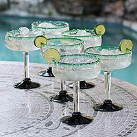 Margarita glasses, 'Eco Happy Hour' (set of 6) (Mexico)