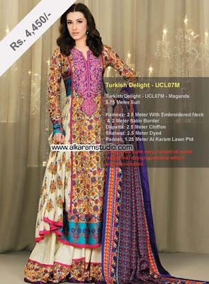 Latest Lawn Dresses For Ramzan Eid 2012 Umar Sayeed – Alkaram Studio