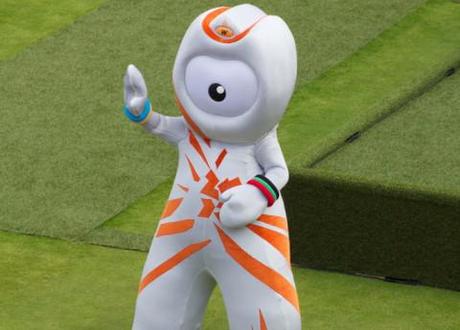 Even the London 2012 Olympic mascot isn't as excited as this lady is about the Games. 