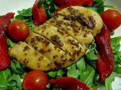 Mustard Honey Glazed Chicken with Grilled Pepper, Tomato Rocket Salad