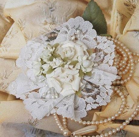 SALE Bridal Hair Flower Vintage Inspired, White, Lace, Bridal, Hair Accessories, Hair Clip - Ready to Ship