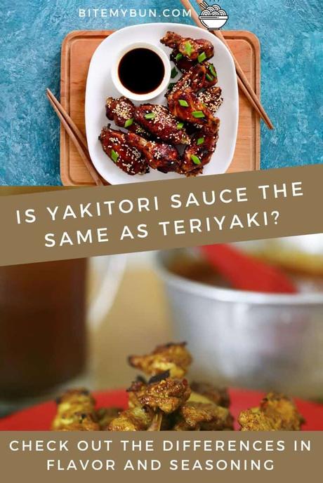 A plate of yakitori and one of teriyaki with different sauces