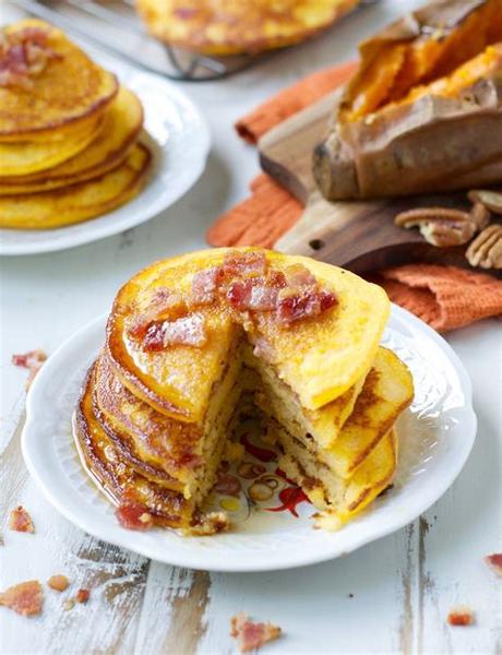 Saturday mornings are for pancakes! These Sweet Potato Bacon Pancakes are the perfect mix of ...