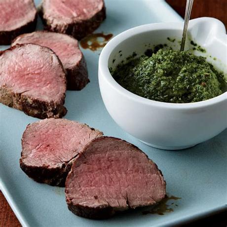 This beef tenderloin is roasted to perfection and served with a pepper and black olive sauce. Chimichurri Sauce for Beef Tenderloin - Recipe - FineCooking