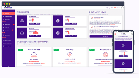 HostArmada dedicated server review - Dashboard