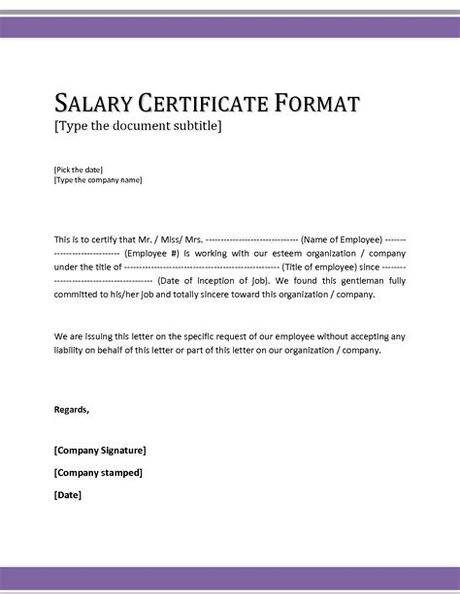 A certificate of employment sample is no more than a single or a few pages long. Salary Certificate Format - Legal News / Law News ...
