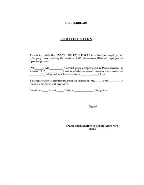 Sample employment certification letter to whom it may concern: certification form example certificate employment letter ...