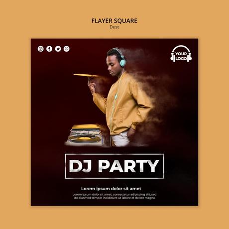 Dust concept flyer square template Free Psd