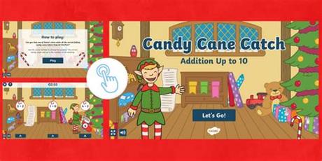 He's back, and he's hungry! Candy Cane Catch: Addition up to 10 Game - twinkl go, go ...