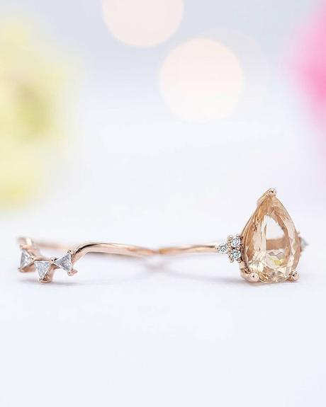 modern wedding rings pear cut unique wedding set