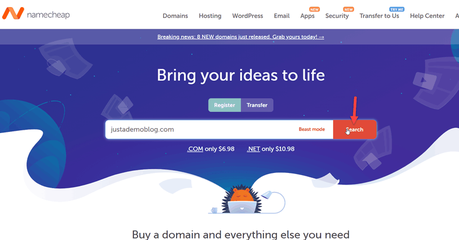 search namecheap domain