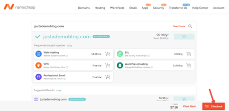 namecheap checkout