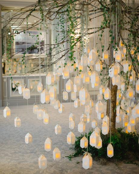 wedding decor trends suspended small white lanterns jodi miller photography