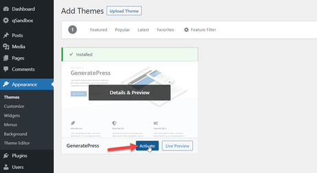 activate generatepress