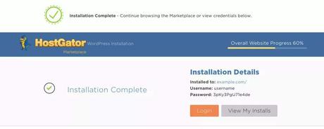 hostgator wordpress installed