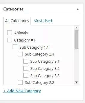 wordpress category selection