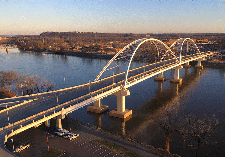 Little Rock's Broadway Bridge – in the morning, afternoon and evening