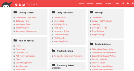 ninja forms documentation