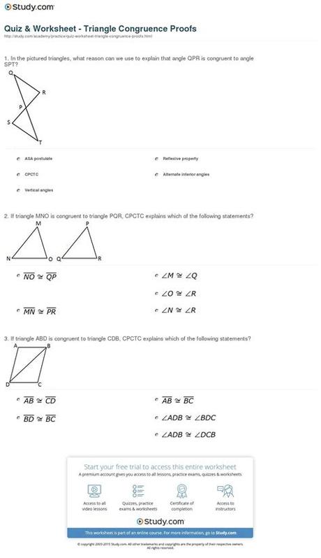 One way to think about triangle congruence is to imagine they are made of cardboard. Geometry Cpctc Worksheet Answers Key | excelguider.com
