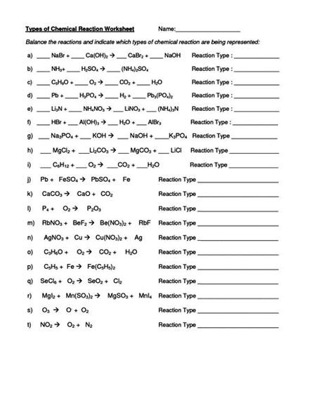 Savesave balancing equations worksheet answers for later. Chemical Reactions Worksheet | Homeschooldressage.com