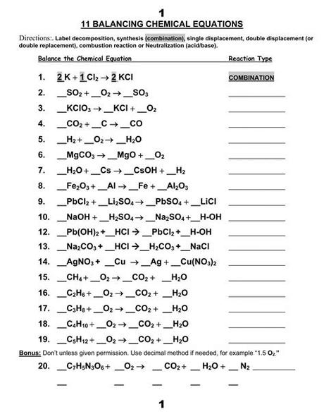 Which reaction can be described as having oxygen in the reactant and water in the product, what type of reaction has one large molecule break down into two smaller molecules, what type of reaction is the following equation questions responses. Synthesis And Decomposition Reactions Worksheet Answers ...