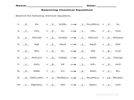 4 balancing equations worksheets with answers. Types Of Chemical Reactions Worksheet Answers ...