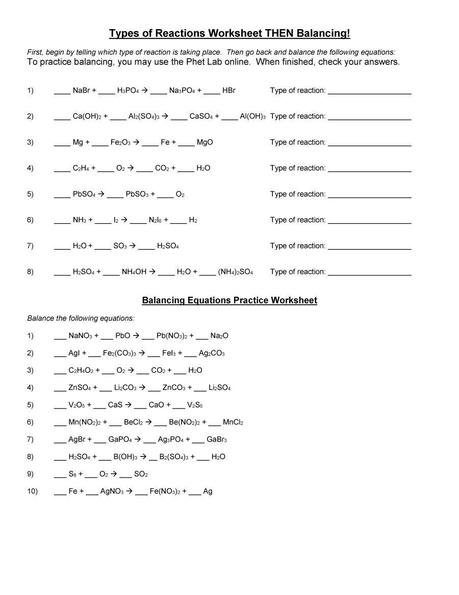 49 Balancing Chemical Equations Worksheets [with Answers ...