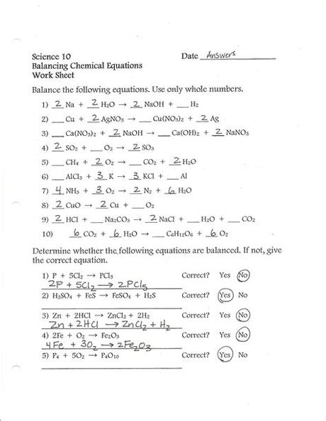 Balancing chemical equations answer sheet. Balancing Equations Ws 2 Answers - Tessshebaylo